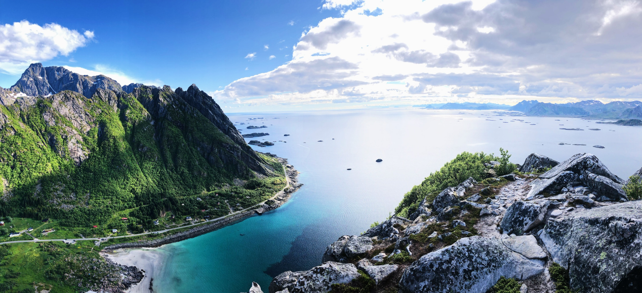 Atop Nordfjellet: A Majestic Vista Overlooking Rørvikstranda in Lofoten